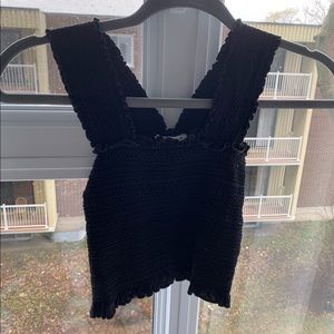 Éditorial black crop cami thick straps